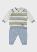Completo Teddy Ricamato Cielo EK6050/C corredino e abbigliamento neonato | NANU' BABY