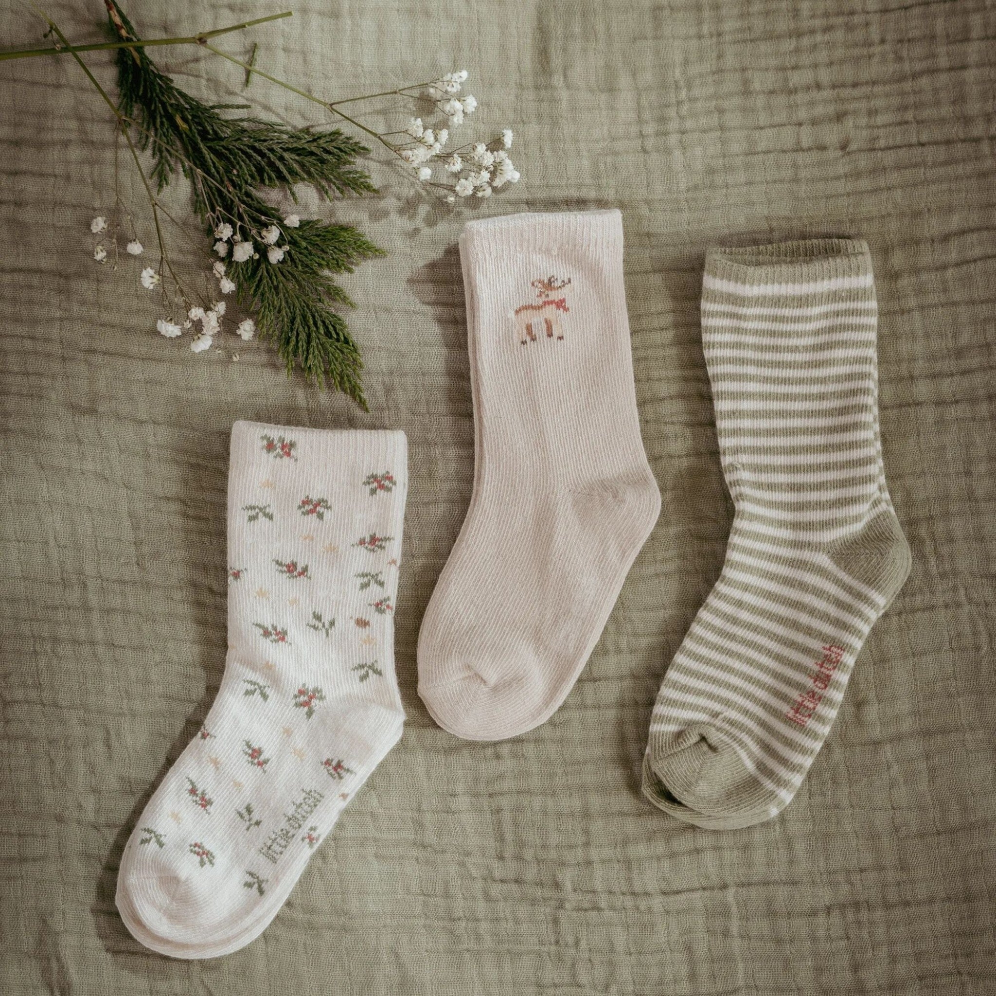 Confezione da 3 calzini natalizi Beige CL25109001 corredino e abbigliamento neonato | NANU' BABY