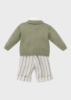 Coordinato Bermuda Righe Cardigan Verde corredino e abbigliamento neonato | NANU' BABY