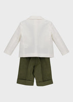 Coordinato Giacca Bianca Bermuda Verde Quadretti corredino e abbigliamento neonato | NANU' BABY