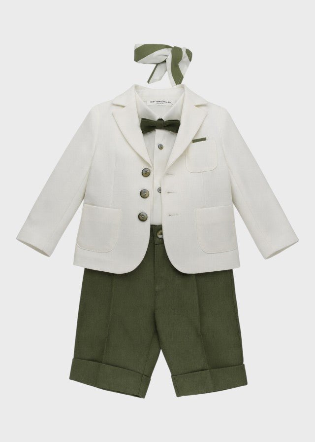 Coordinato Giacca Bianca Bermuda Verde Quadretti corredino e abbigliamento neonato | NANU' BABY