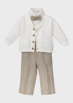 Coordinato Pantalone Righe Beige corredino e abbigliamento neonato | NANU' BABY