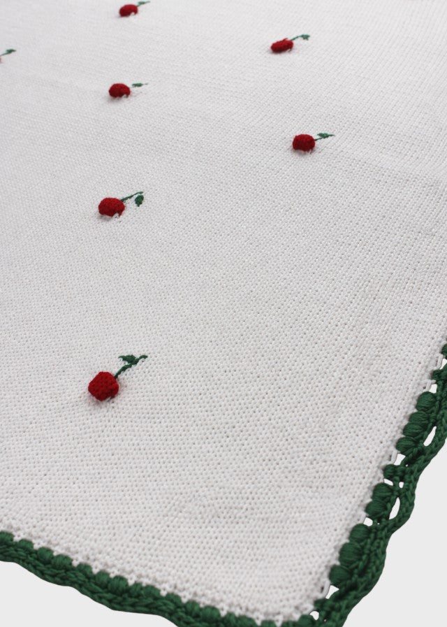 Coperta Ciliegine Ricamate Avorio CHERRY/CO corredino e abbigliamento neonato | NANU' BABY
