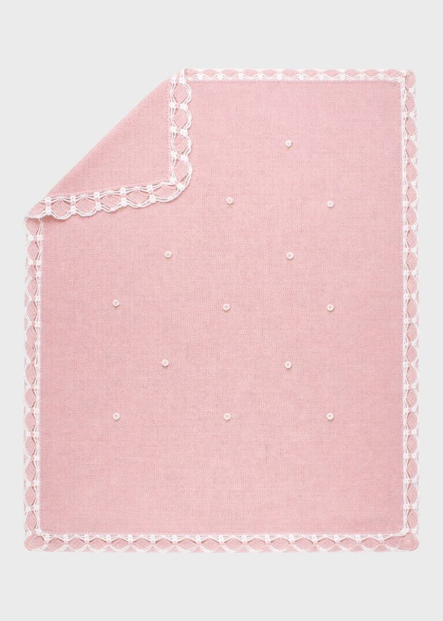 Coperta Fiorellini Ricamati TERESA Rosa Cipria corredino e abbigliamento neonato | NANU' BABY