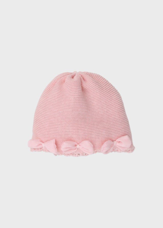 Cuffia Cotone Farfalle Organza Rosa 684 corredino e abbigliamento neonato | NANU' BABY