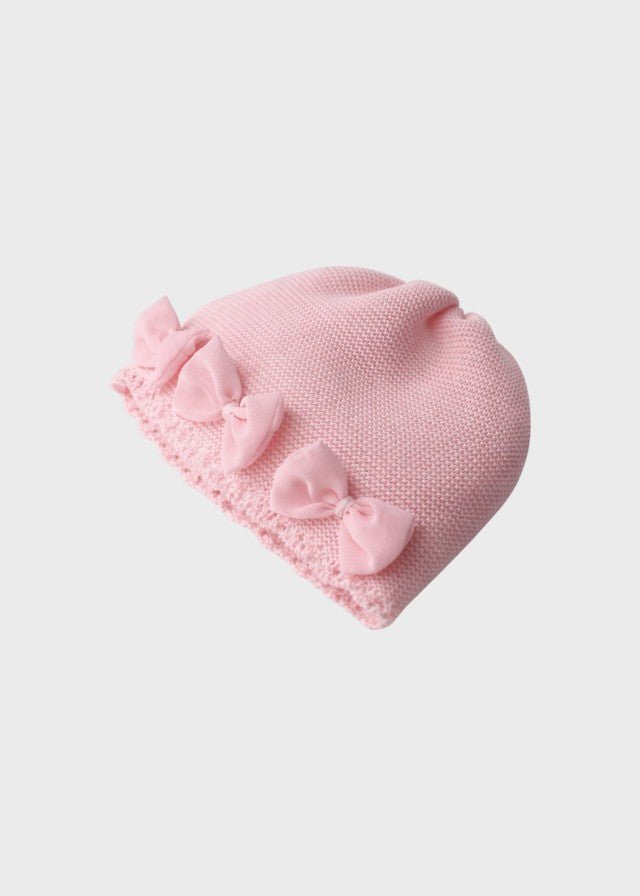 Cuffia Cotone Farfalle Organza Rosa 684 corredino e abbigliamento neonato | NANU' BABY