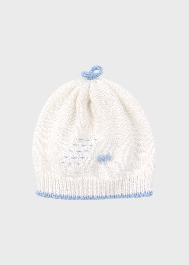 Cuffia Cotone Fiocchetti Cielo ENEA/CU corredino e abbigliamento neonato | NANU' BABY