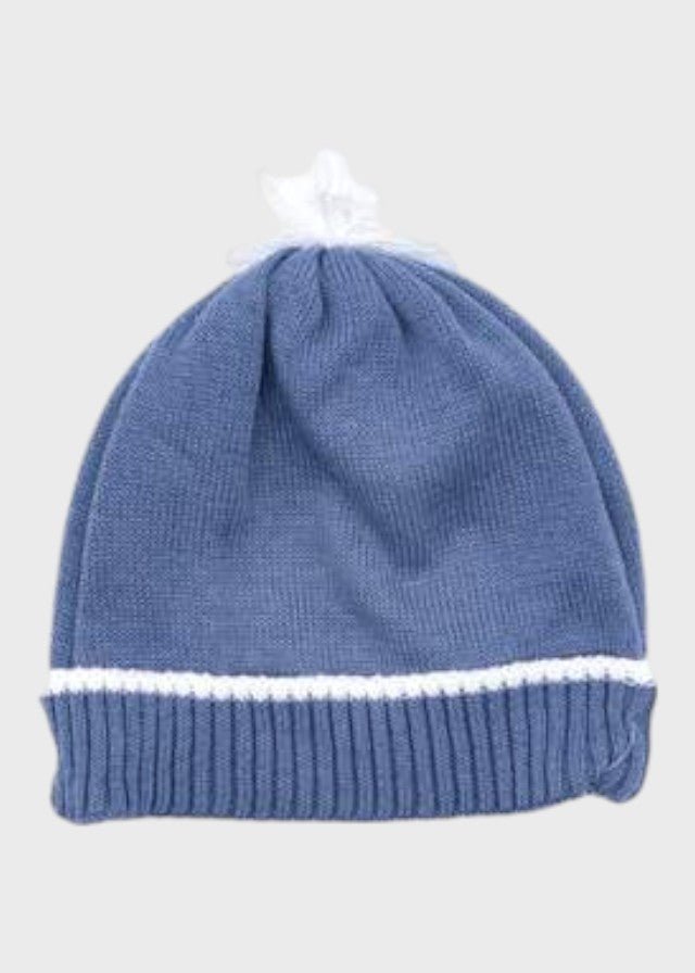 Cuffia Cotone Profilo Azzurro 685/C corredino e abbigliamento neonato | NANU' BABY