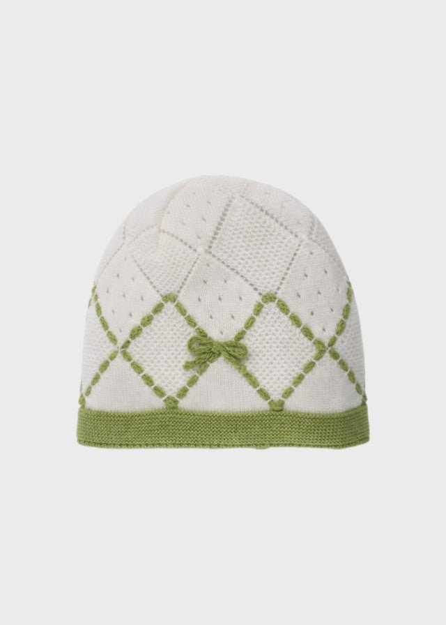 Cuffia Cotone Ricamo Rombi Verde FF788340/4470 corredino e abbigliamento neonato | NANU' BABY