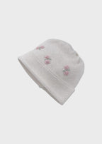 Cuffia Cotone Roselline Bianco 673 corredino e abbigliamento neonato | NANU' BABY