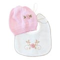 Cuffia e Bavetta Neonata Rosa LR1109 corredino e abbigliamento neonato | NANU' BABY