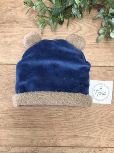 Cuffia In Ciniglia Con Orecchie Neonato Blu IC9273 corredino e abbigliamento neonato | NANU' BABY