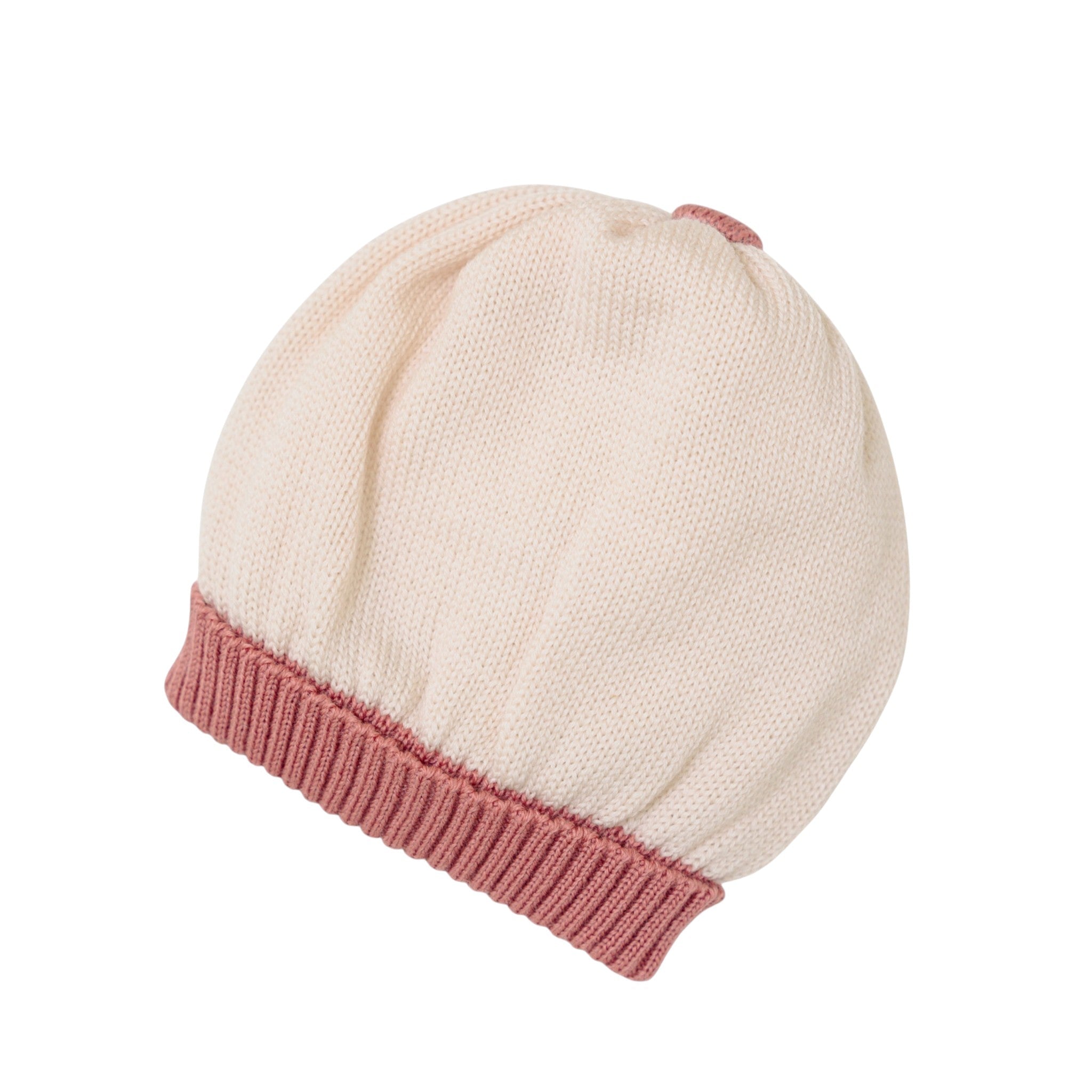 Cuffia Neonata Lana Vergine 100% Natural Rosa IN7171BT/R corredino e abbigliamento neonato | NANU' BABY