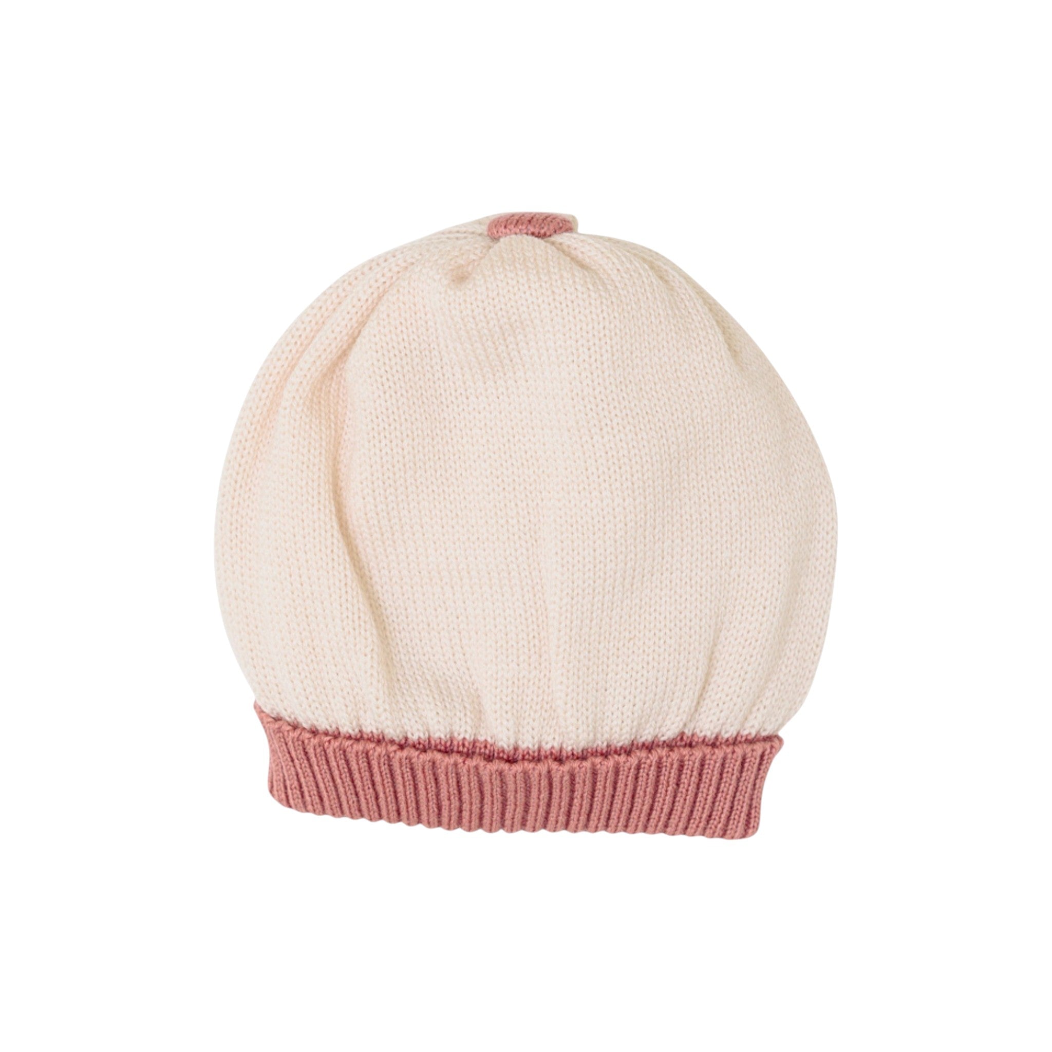 Cuffia Neonata Lana Vergine 100% Natural Rosa IN7171BT/R corredino e abbigliamento neonato | NANU' BABY