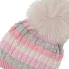 Cuffia Neonata Lana Vergine 100% Rosa Cipria Multicolor IN2371/R corredino e abbigliamento neonato | NANU' BABY