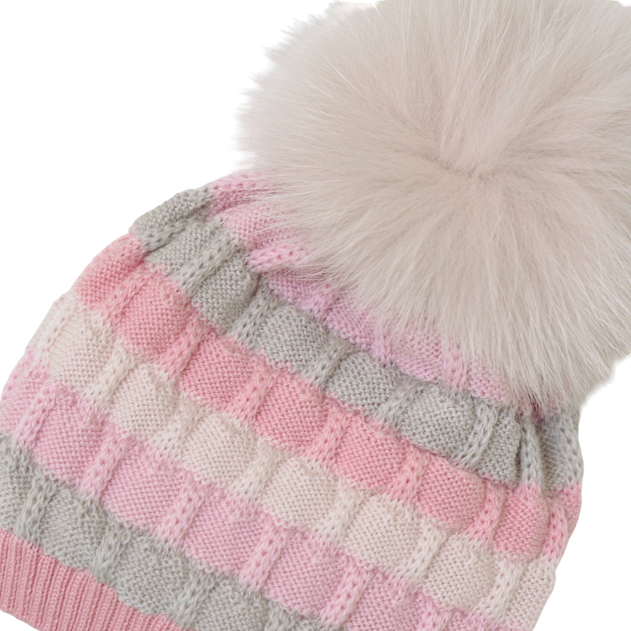 Cuffia Neonata Lana Vergine 100% Rosa Cipria Multicolor IN2371/R corredino e abbigliamento neonato | NANU' BABY