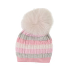 Cuffia Neonata Lana Vergine 100% Rosa Cipria Multicolor IN2371/R corredino e abbigliamento neonato | NANU' BABY