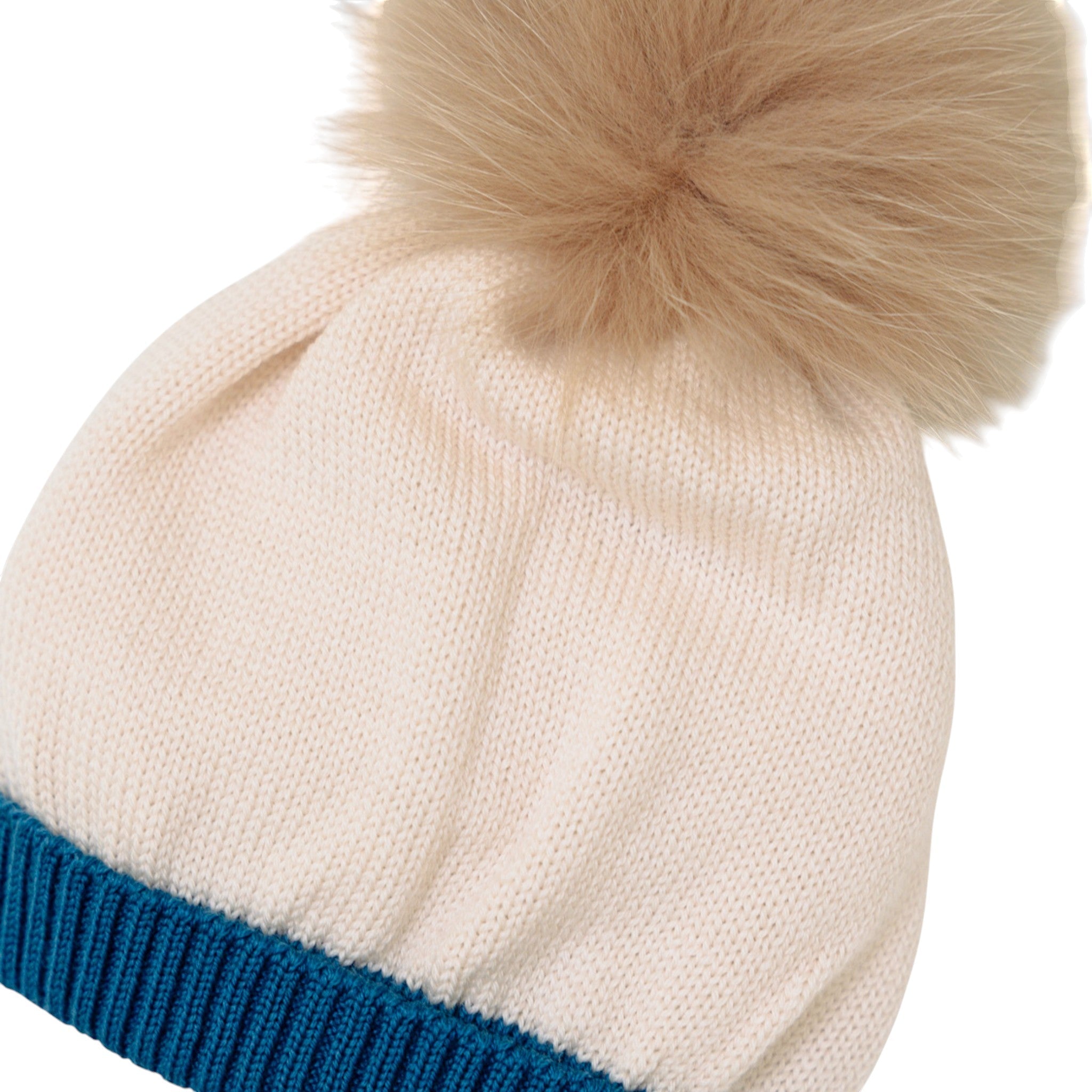 Cuffia Neonato Lana Vergine 100% Natural Zaffiro Pon Pon IN7171/Z corredino e abbigliamento neonato | NANU' BABY