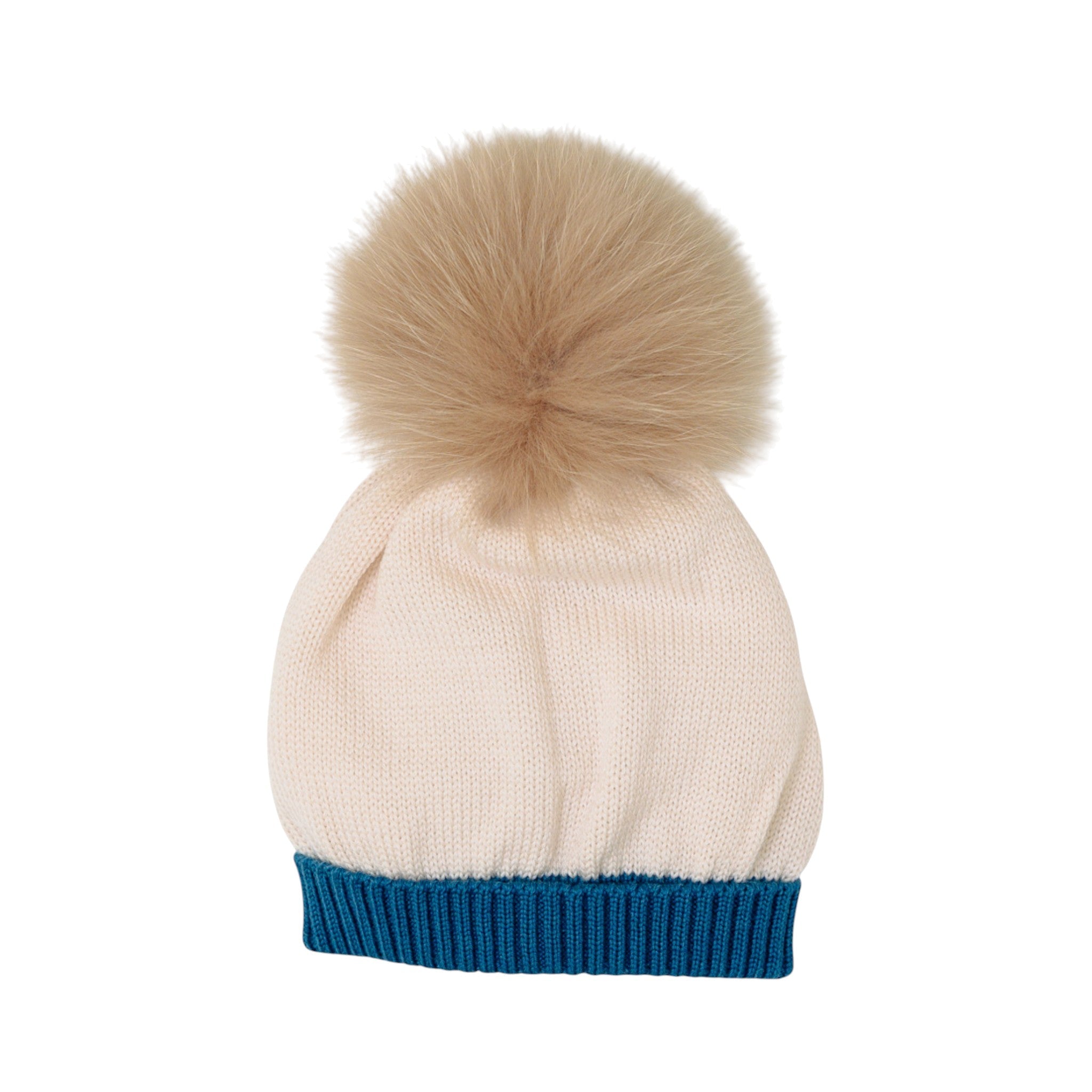 Cuffia Neonato Lana Vergine 100% Natural Zaffiro Pon Pon IN7171/Z corredino e abbigliamento neonato | NANU' BABY