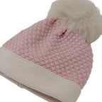 Cuffia Pon Pon Neonata Lana Vergine 100% Rosa IN5771/R corredino e abbigliamento neonato | NANU' BABY
