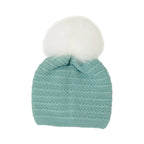 Cuffia Pon Pon Neonato Lana Vergine 100% Verde Salvia IN6671 corredino e abbigliamento neonato | NANU' BABY