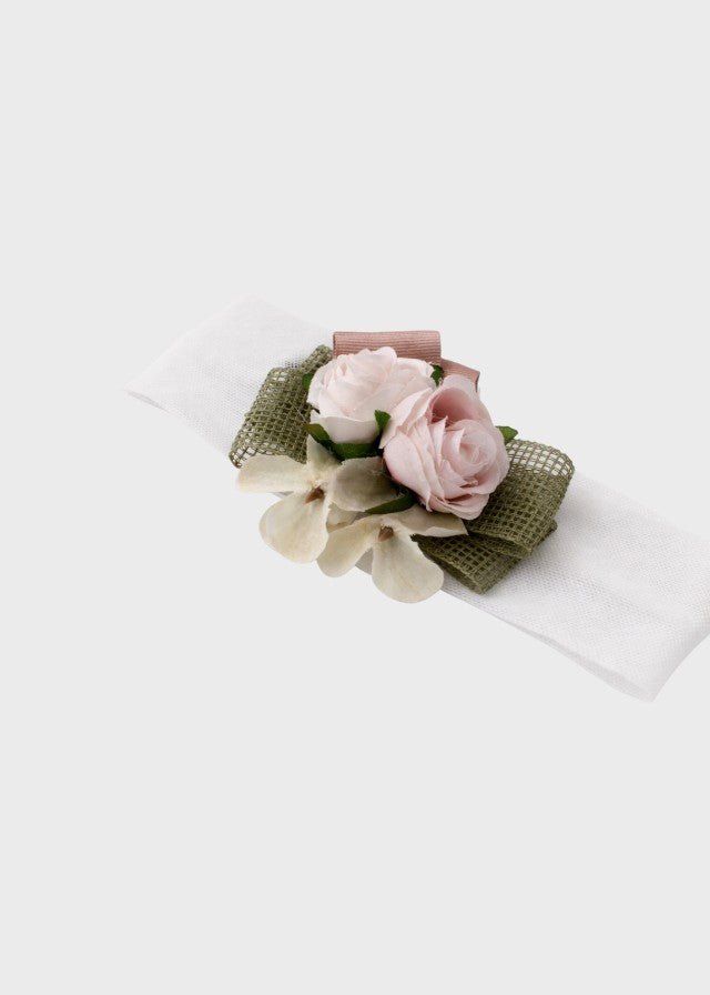 Fascia Bianca Fiore Verde corredino e abbigliamento neonato | NANU' BABY