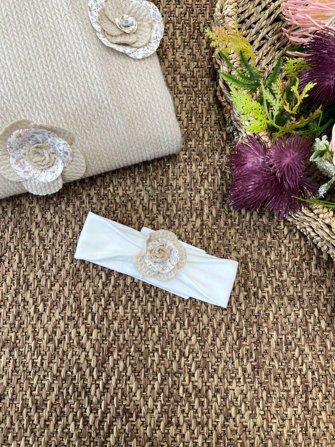 Fascia con Fiore PANNA 5320FA corredino e abbigliamento neonato | NANU' BABY