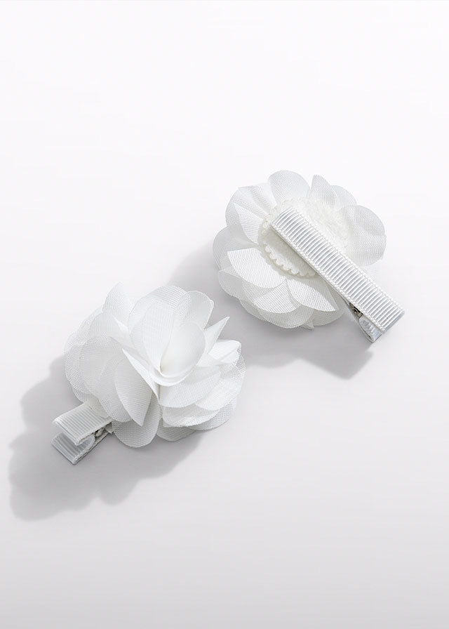 Fermagli Fiori Chiffon Bianco 5470/48 corredino e abbigliamento neonato | NANU' BABY