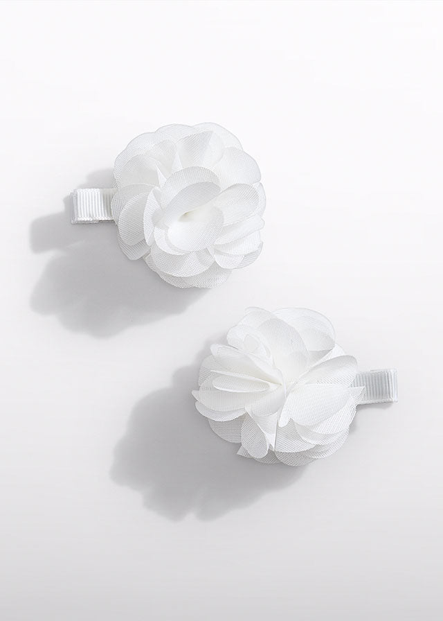 Fermagli Fiori Chiffon Bianco 5470/48 corredino e abbigliamento neonato | NANU' BABY