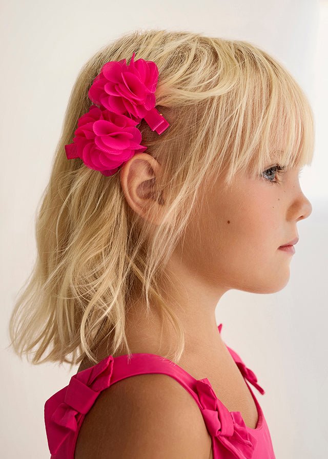 Fermagli Fiori Chiffon Fucsia 5470/51 corredino e abbigliamento neonato | NANU' BABY