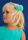 Fermagli Fiori Chiffon Turchese 5470/50 corredino e abbigliamento neonato | NANU' BABY
