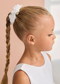 Fermagli Fiori Tulle Bianco 5467/62 corredino e abbigliamento neonato | NANU' BABY