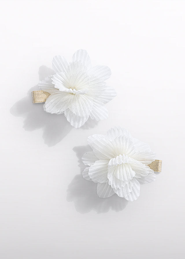 Fermagli Fiori Tulle Bianco 5467/62 corredino e abbigliamento neonato | NANU' BABY
