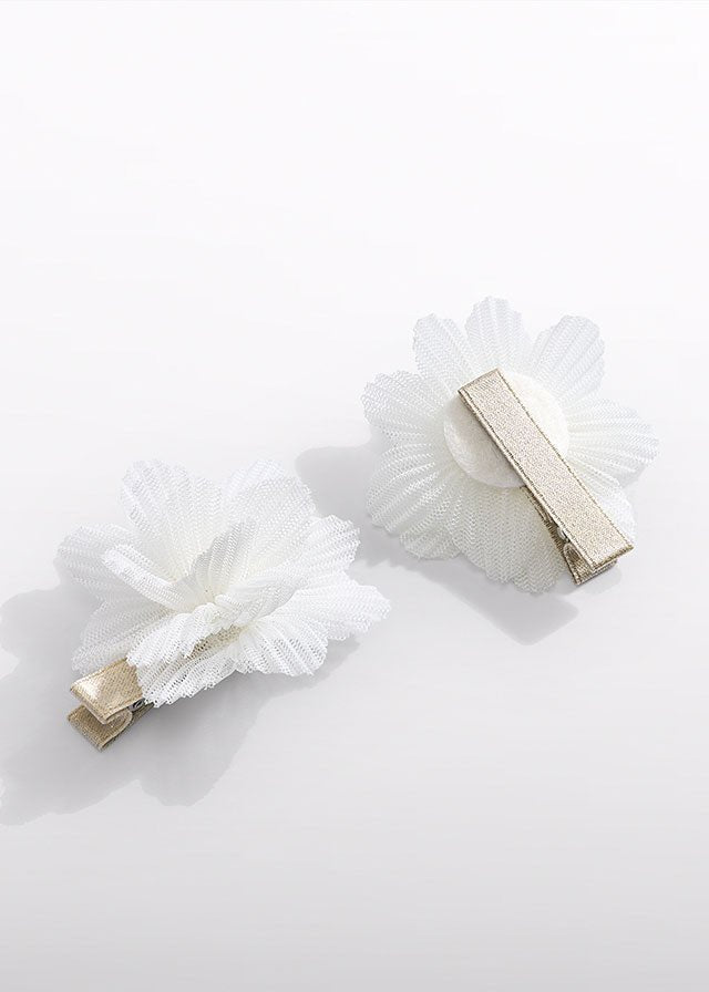 Fermagli Fiori Tulle Bianco 5467/62 corredino e abbigliamento neonato | NANU' BABY