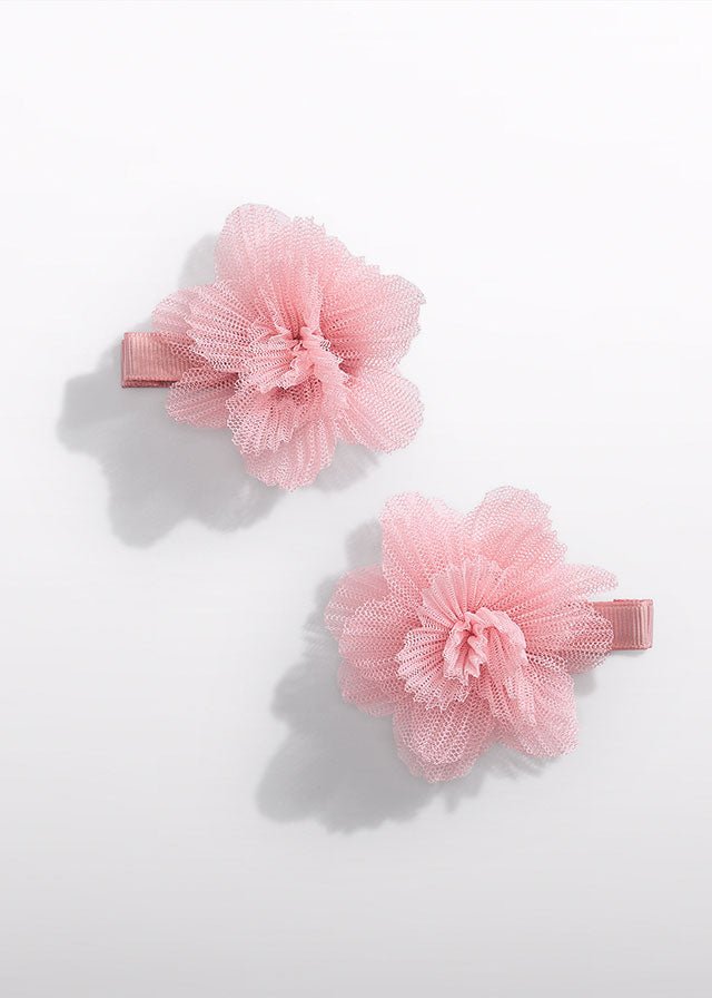 Fermagli Fiori Tulle Rosa 5467/64 corredino e abbigliamento neonato | NANU' BABY