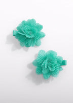 Fermagli Fiori Tulle Verde 5467/66 corredino e abbigliamento neonato | NANU' BABY