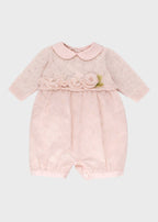 Pink Decorated Cotton Romper PEARL FLOWER 7123