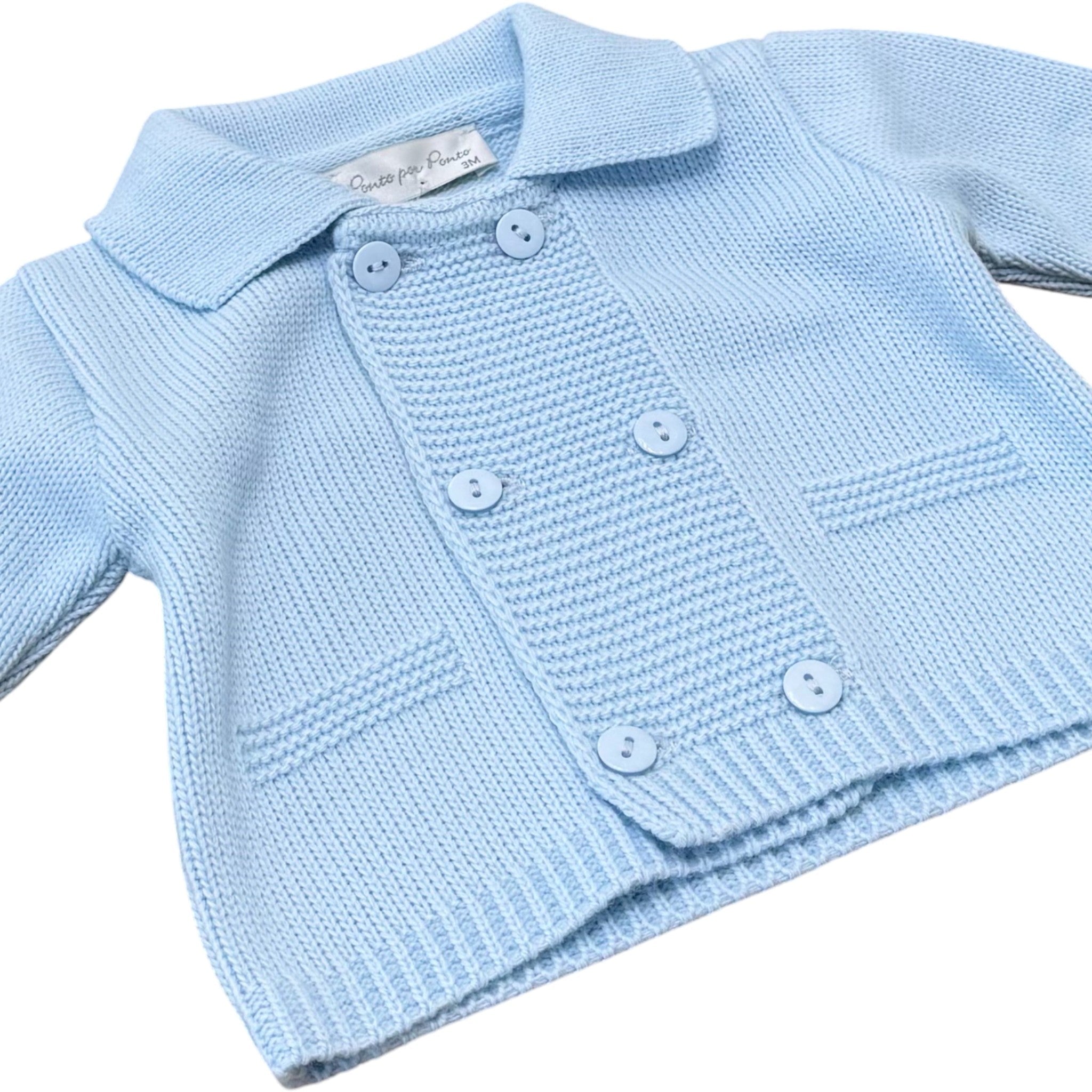Giacca Cerimonia Bimbo Misto Cotone Cielo - PONTO POR PONTO 3/878 - C corredino e abbigliamento neonato | NANU' BABY