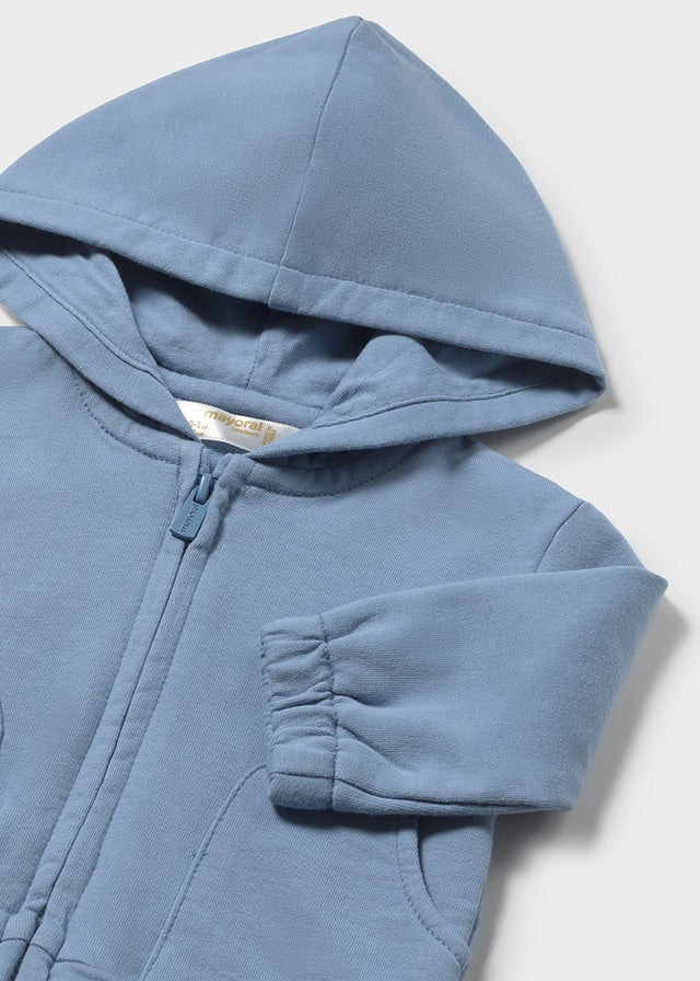 Giacca Felpa Cappuccio Cerniera Turchese 1488/19 corredino e abbigliamento neonato | NANU' BABY