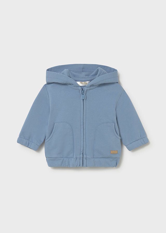 Giacca Felpa Cappuccio Cerniera Turchese 1488/19 corredino e abbigliamento neonato | NANU' BABY