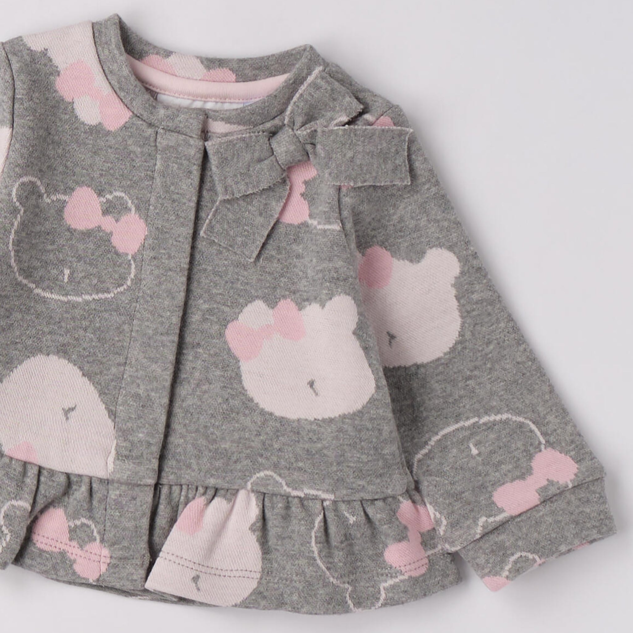 Giacchina Tessuto Jacquard Fiocco Bimba Rosa 3F713/2714 corredino e abbigliamento neonato | NANU' BABY