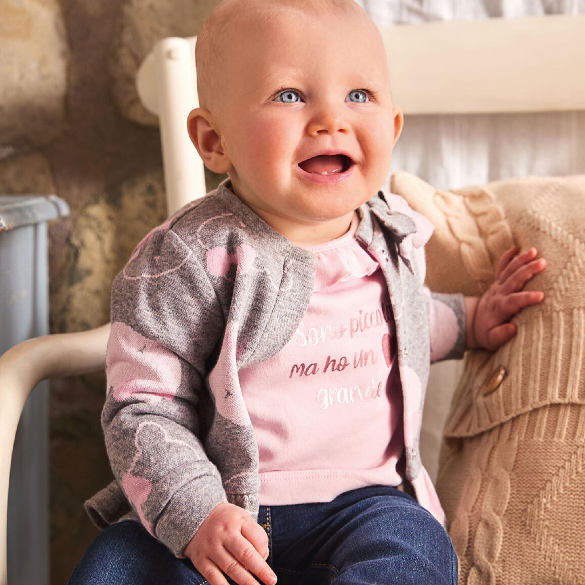 Giacchina Tessuto Jacquard Fiocco Bimba Rosa 3F713/2714 corredino e abbigliamento neonato | NANU' BABY