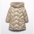 Giaccone lungo trapuntato Bimba Beige 5847/11 corredino e abbigliamento neonato | NANU' BABY
