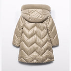 Giaccone lungo trapuntato Bimba Beige 5847/11 corredino e abbigliamento neonato | NANU' BABY