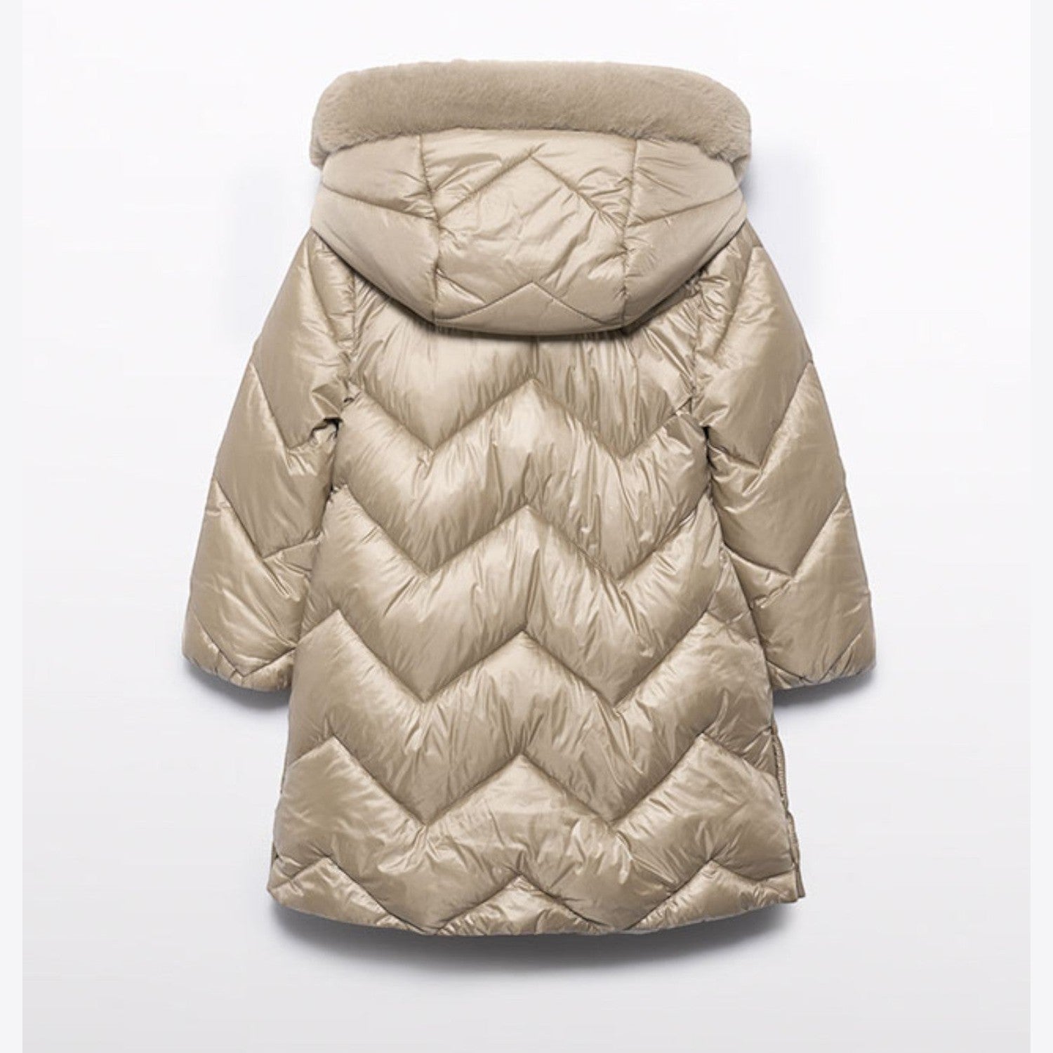 Giaccone lungo trapuntato Bimba Beige 5847/11 corredino e abbigliamento neonato | NANU' BABY
