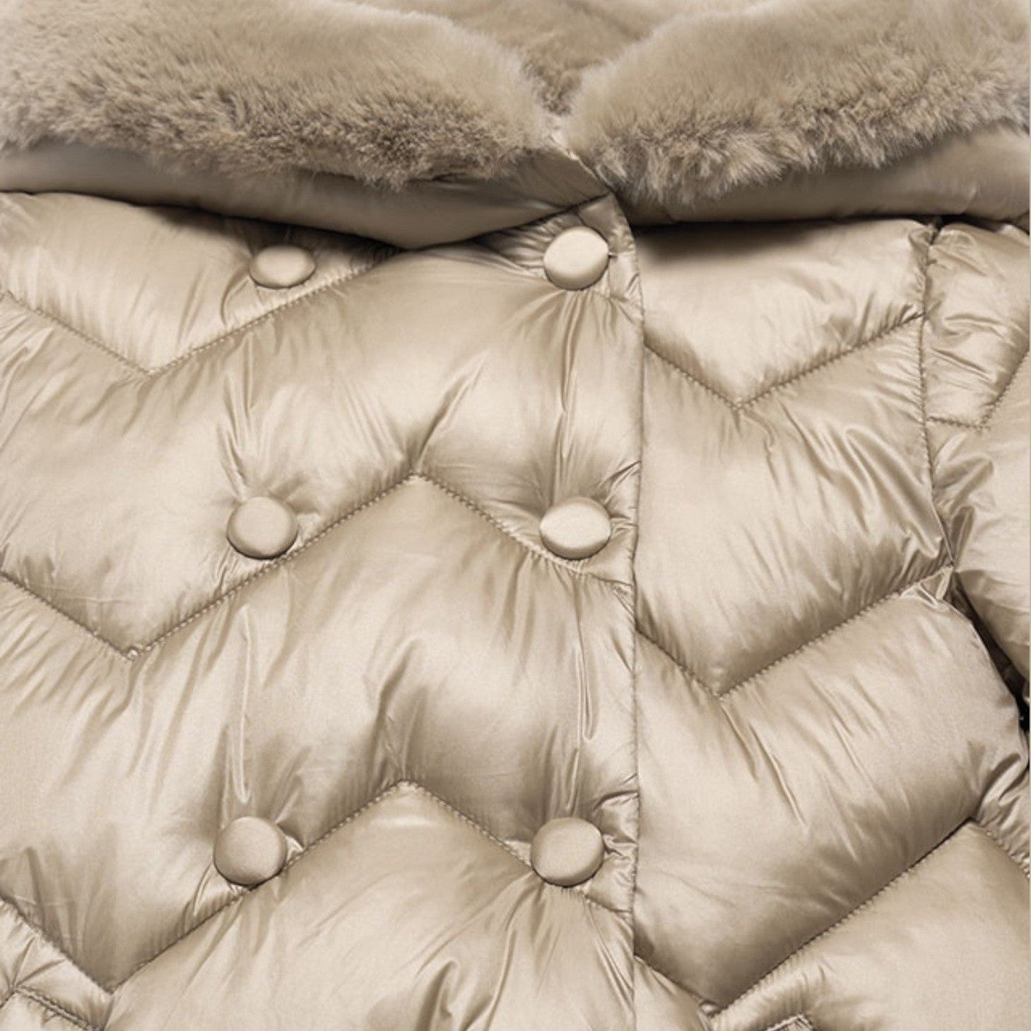 Giaccone lungo trapuntato Bimba Beige 5847/11 corredino e abbigliamento neonato | NANU' BABY