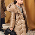 Giaccone lungo trapuntato Bimba Beige 5847/11 corredino e abbigliamento neonato | NANU' BABY