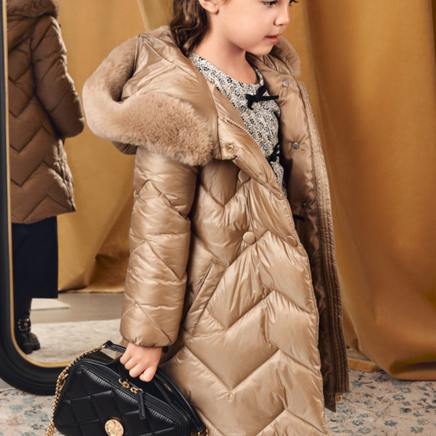 Giaccone lungo trapuntato Bimba Beige 5847/11 corredino e abbigliamento neonato | NANU' BABY