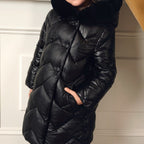 Giaccone lungo trapuntato Bimba Nero 5847/10 corredino e abbigliamento neonato | NANU' BABY
