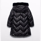 Giaccone lungo trapuntato Bimba Nero 5847/10 corredino e abbigliamento neonato | NANU' BABY